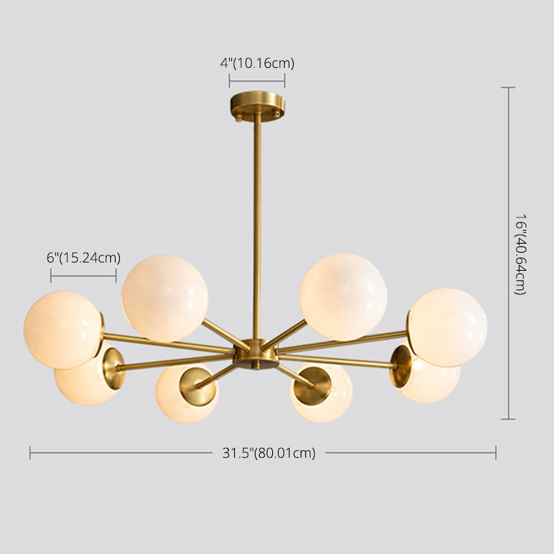 Lámpara de lámpara de lámpara de globo de vidrio accesorio de iluminación de araña minimalista en blanco