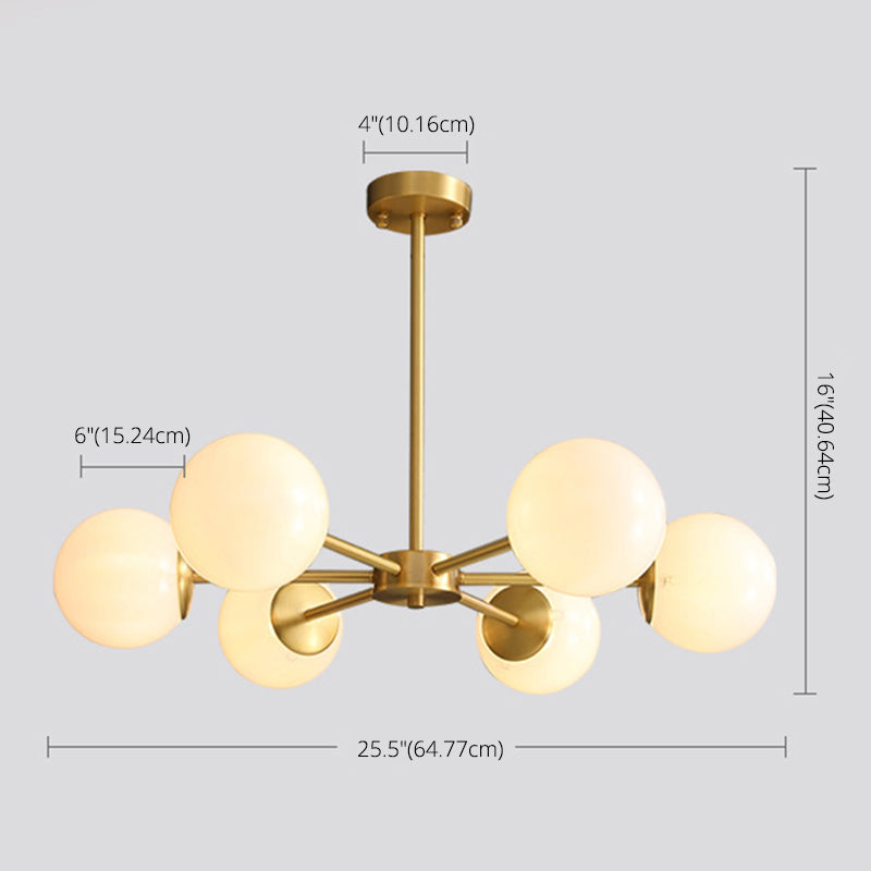 Lámpara de lámpara de lámpara de globo de vidrio accesorio de iluminación de araña minimalista en blanco