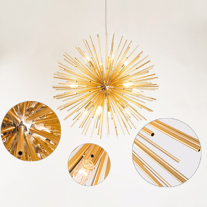 Simplicità post-moderna a 12 luci lampadario in alluminio dorato in alluminio a forma di lampada a sospensione creativa a forma di ristorante per il ristorante