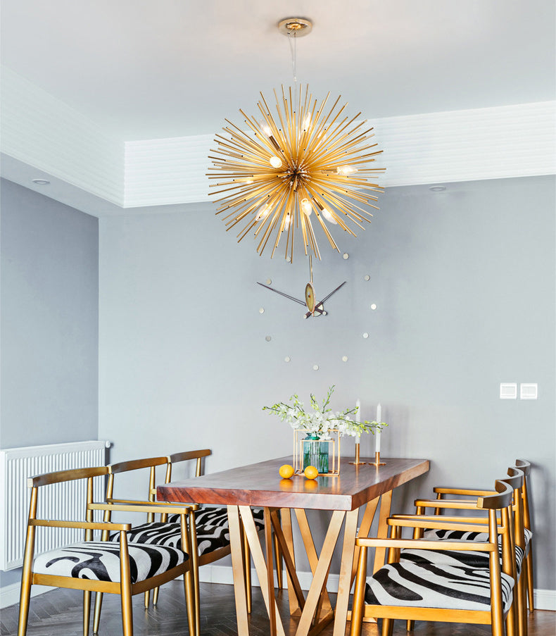 Simplicità post-moderna a 12 luci lampadario in alluminio dorato in alluminio a forma di lampada a sospensione creativa a forma di ristorante per il ristorante