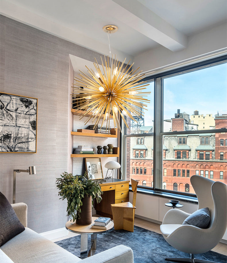 Simplicità post-moderna a 12 luci lampadario in alluminio dorato in alluminio a forma di lampada a sospensione creativa a forma di ristorante per il ristorante