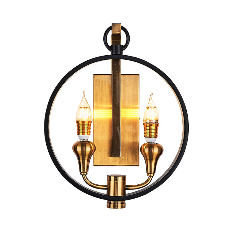 Acconciatura Black Sconce Lighting Farmhouse Style Metal 2 teste lampada montata a parete con lampadina nuda