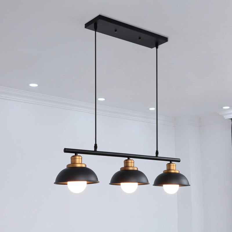 Cucina cucina isola lampada metallizzata a 3 luci in stile industriale Isola appesa Luce in nero/bianco