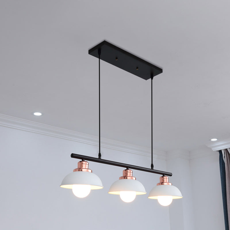 Cucina cucina isola lampada metallizzata a 3 luci in stile industriale Isola appesa Luce in nero/bianco