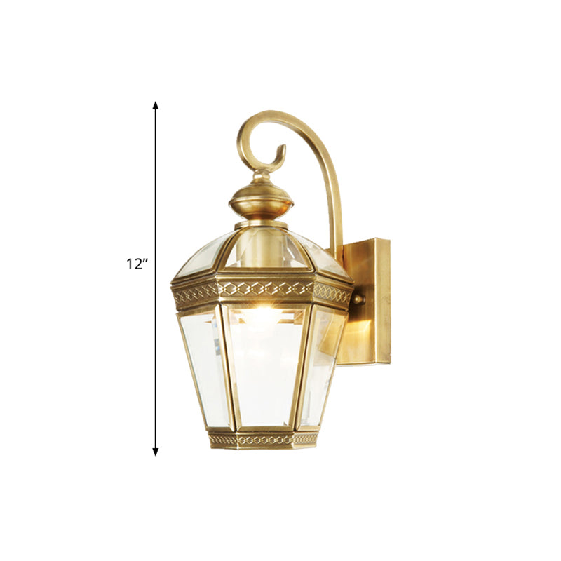 Geometric Metal Wall Sconce Traditional 1 Bulb Foyer Wall Mounted Light Fixture in Gold