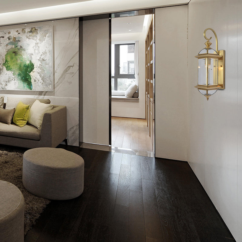 Luminaire d'écran en laiton en laiton géométrique 1 tête lampe à support mural traditionnel pour le salon