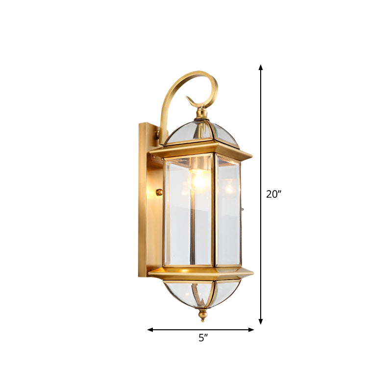 1 Bulb Metal Wall Sconce Traditional Gold Curved Arm Living Room Wall Light Fixture