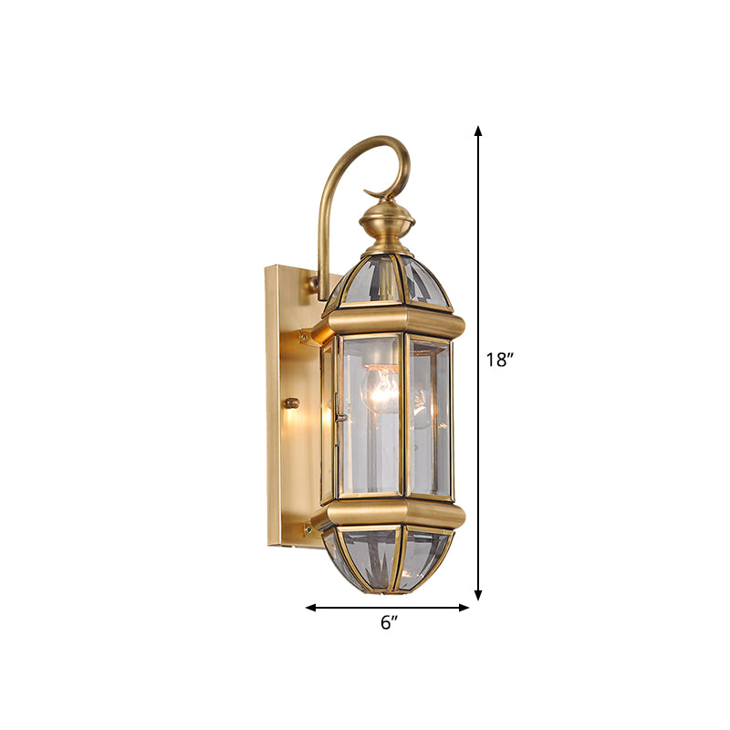 Metal Gold Sconce Light Lantern 1 Head Traditionalism Traditionalisme Éclairage mural pour le couloir