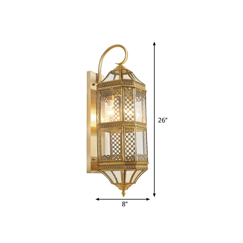 Traditional Geometric Sconce Light Fixture 3-Bulb Metal Wall Lamp in Gold for Foyer