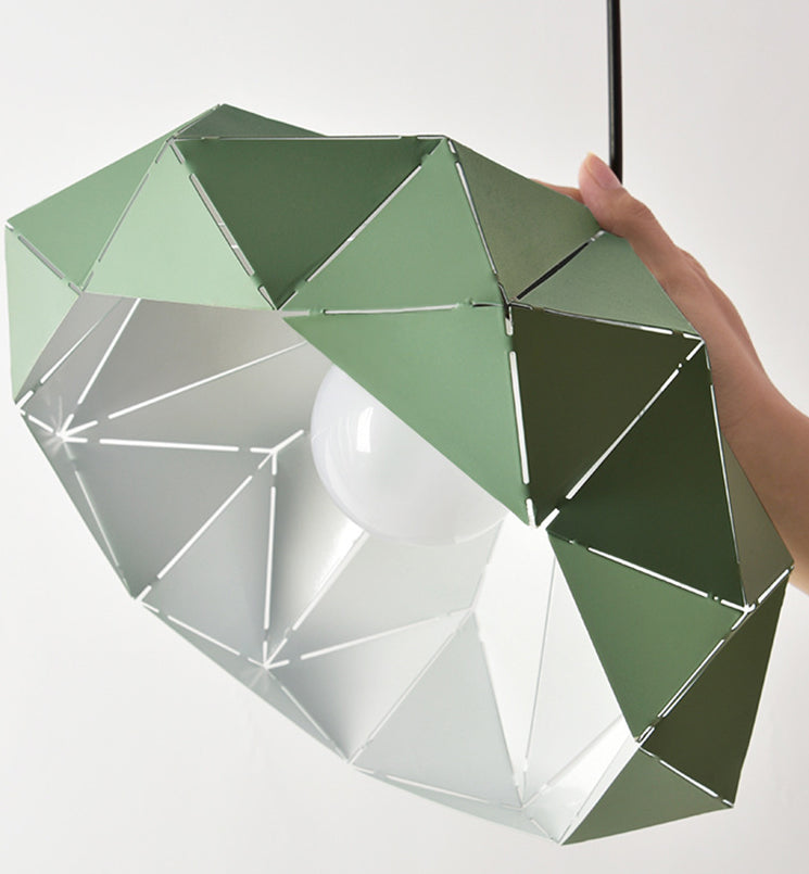 Geometric Shape Metal Hanging Lamp Nordic Macaroon Style 1-Light Pendant for Kitchen Bedroom