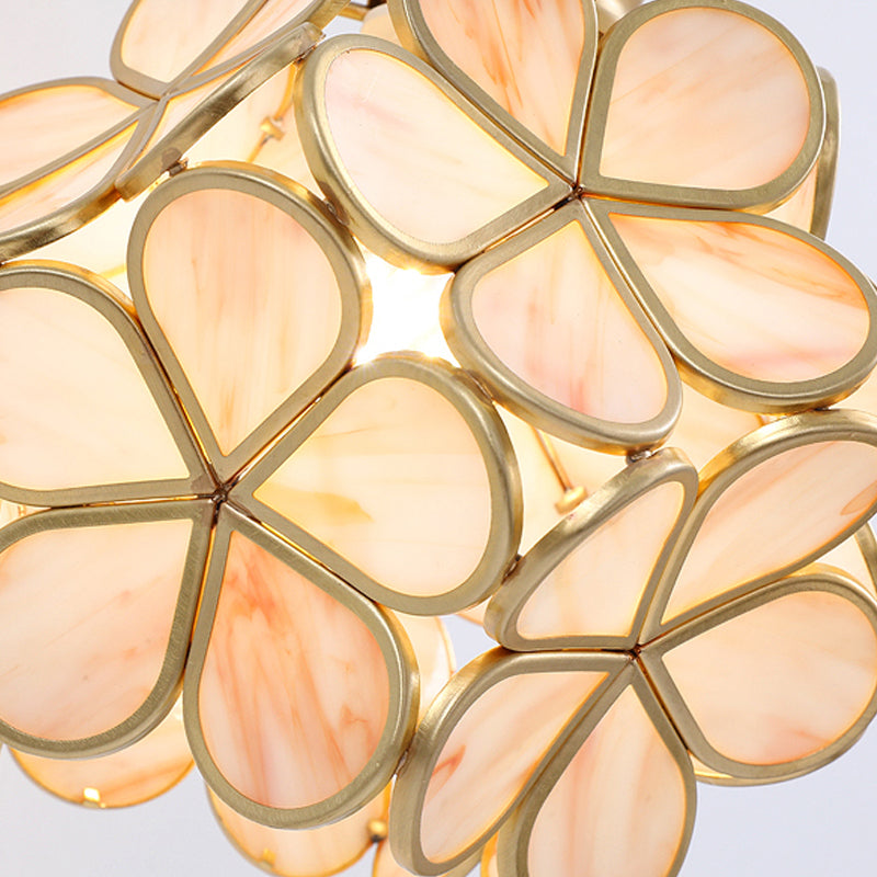 Modernist 1 Glühbirne Nachtleuchte leichte Messing Blumenkugel Wandhalterung mit rosa/klarer/hellrosa Glasschatten