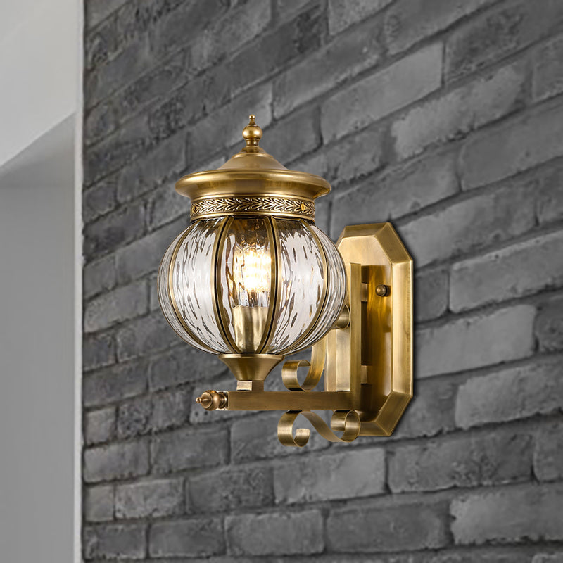 Metal Gold Sconce Light Fixture Global 1 Head Traditional Wall Mount Lamp for Porch