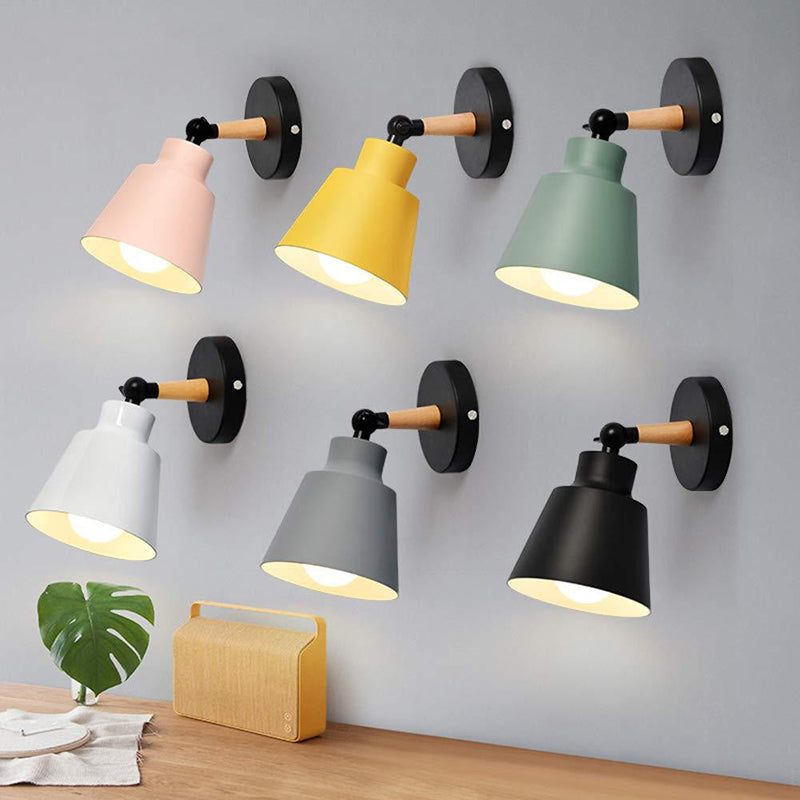 Nordic Style Cone-Shaped Wall Light 1 Light Iron Wall Lamp for Living Room