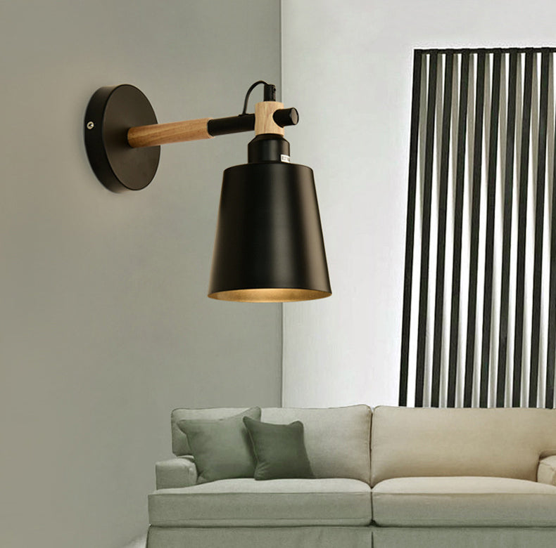 Nordic Style Cone-Shaped Wall Light 1 Light Iron Wall Lamp for Living Room