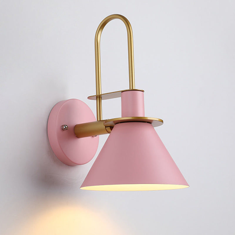 Funnel Study Room Wall Lamp Metal 1 Light Nordic Style Wall Light for Living Room