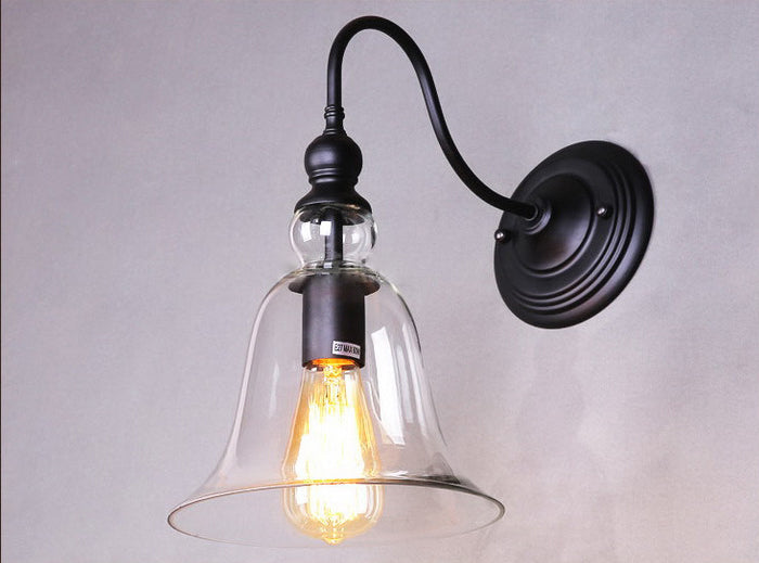 Industrielle Wandleuchte ein leichtes Licht moderner klarer Glasschatten Wandleuchte in Schwarz
