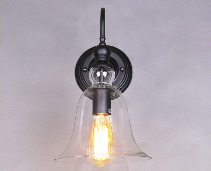 Industrielle Wandleuchte ein leichtes Licht moderner klarer Glasschatten Wandleuchte in Schwarz