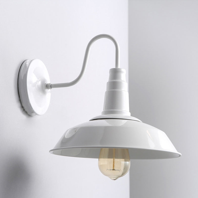 Metal Barn Shade Wall Light Industrial 1 Light Gooseneck Arm for Stairs Pathway Farmhouse