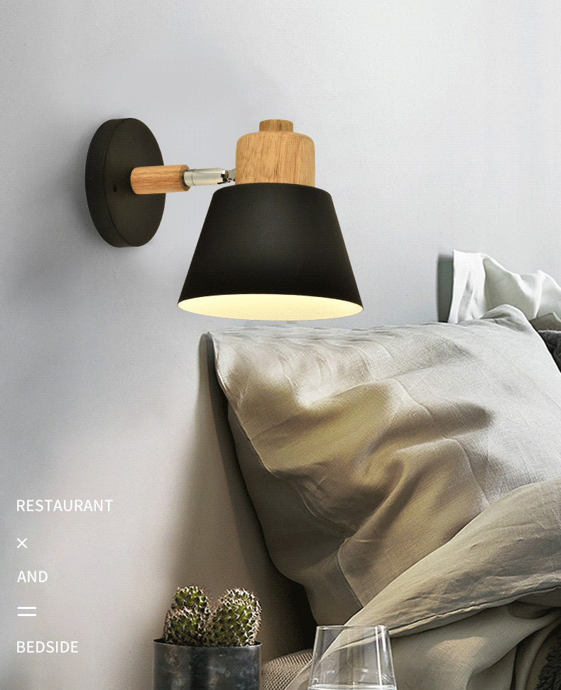 Semplicità nordica semplicità conica illuminazione con applique a parete metallizzata lampada montata per camera da letto per camera da letto