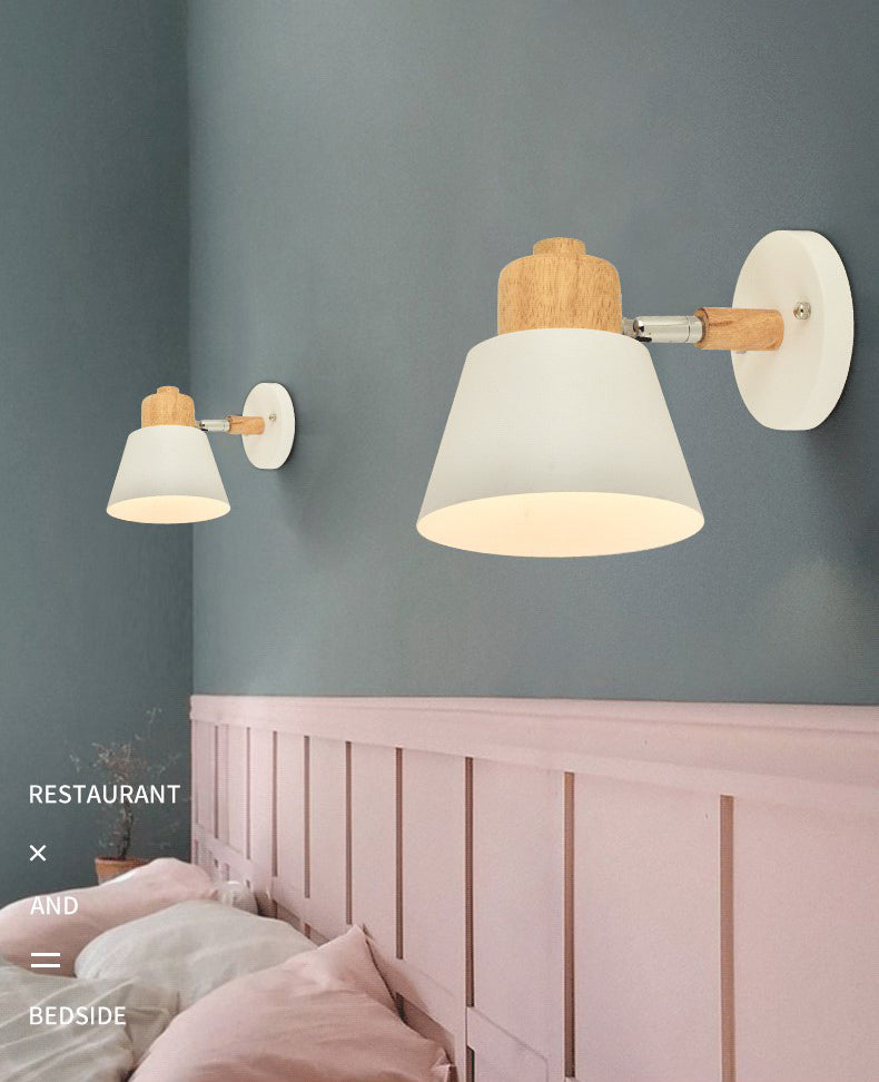 Semplicità nordica semplicità conica illuminazione con applique a parete metallizzata lampada montata per camera da letto per camera da letto