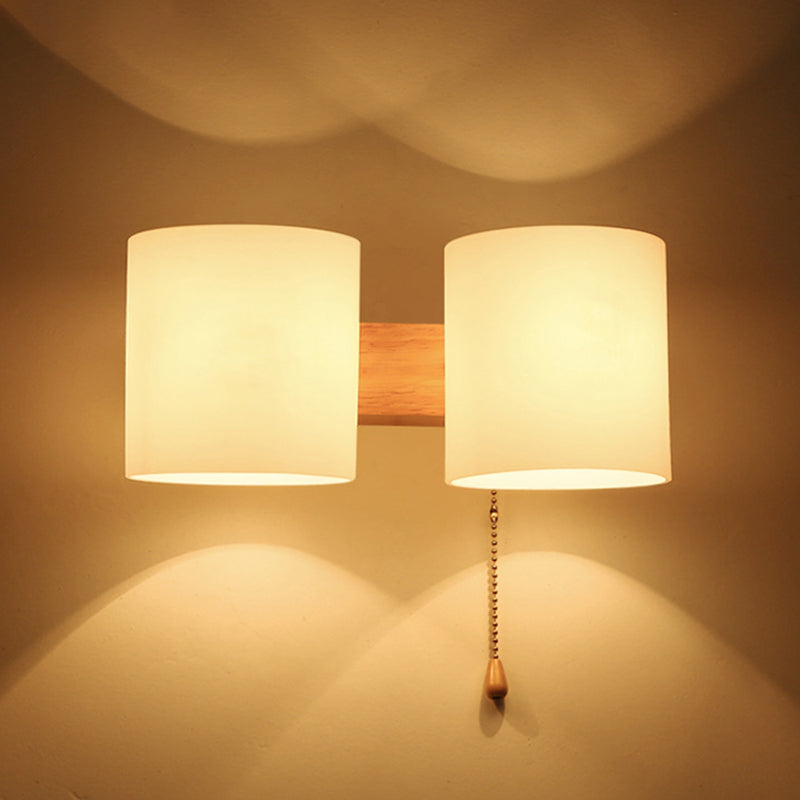 Cylinder Wall Sconce Lighting Modern Glass White Wall Mount Light Fixture for Bedroom