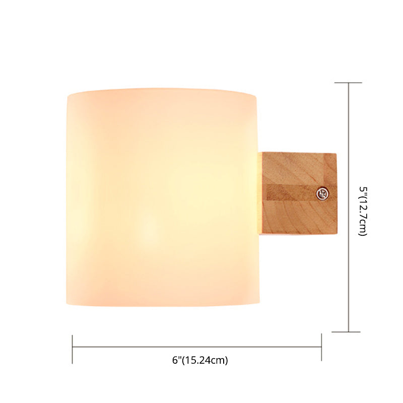 Cylinder Wall Sconce Lighting Modern Glass White Wall Mount Light Fixture for Bedroom