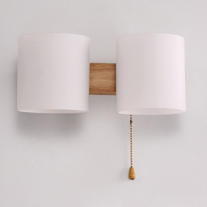 Cylinder Wall Sconce Lighting Modern Glass White Wall Mount Light Fixture for Bedroom
