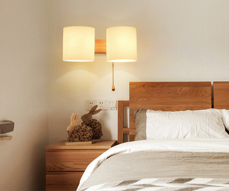 Cylinder Wall Sconce Lighting Modern Glass White Wall Mount Light Fixture for Bedroom