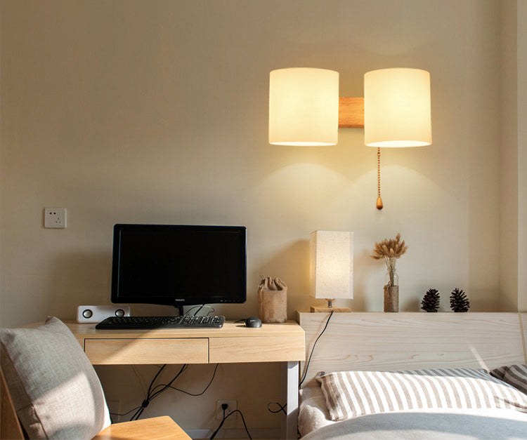 Cylinder Wall Sconce Lighting Modern Glass White Wall Mount Light Fixture for Bedroom