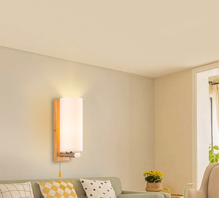 Cilindro de la sala de estar accesorio de iluminación de pared de vidrio Iluminación de pared moderna en blanco