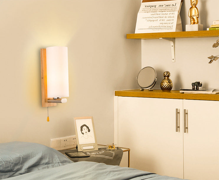 Cilindro de la sala de estar accesorio de iluminación de pared de vidrio Iluminación de pared moderna en blanco