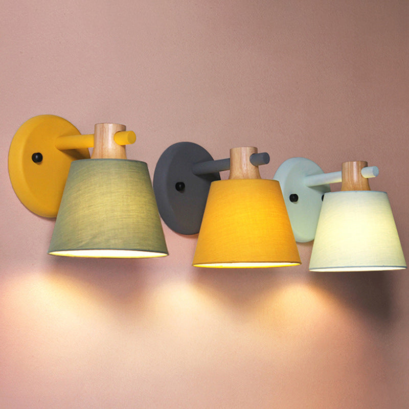 Cone Wall Wall Mount Light Fixture Modern Style Fabric Bedroom Wall Lighting Fixture