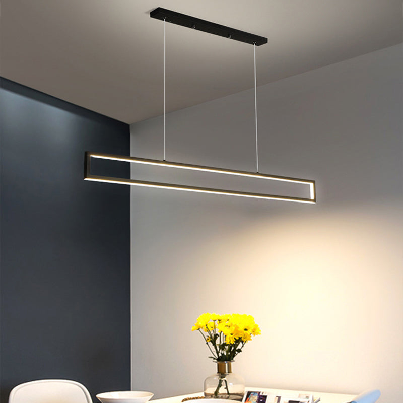 39.3 Inches Length Rectangular LED Island Light Acrylic Shade Modern Simplicity Style Suspended Lamp for Living Room