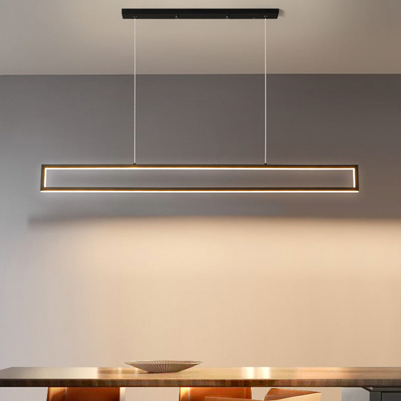 39.3 Inches Length Rectangular LED Island Light Acrylic Shade Modern Simplicity Style Suspended Lamp for Living Room