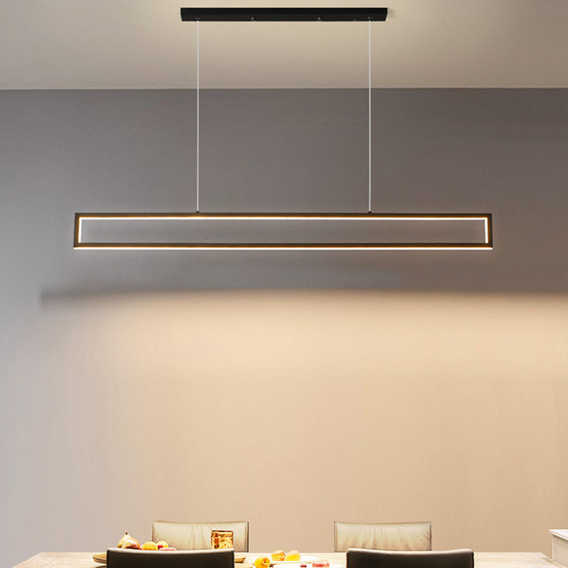 39.3 Inches Length Rectangular LED Island Light Acrylic Shade Modern Simplicity Style Suspended Lamp for Living Room