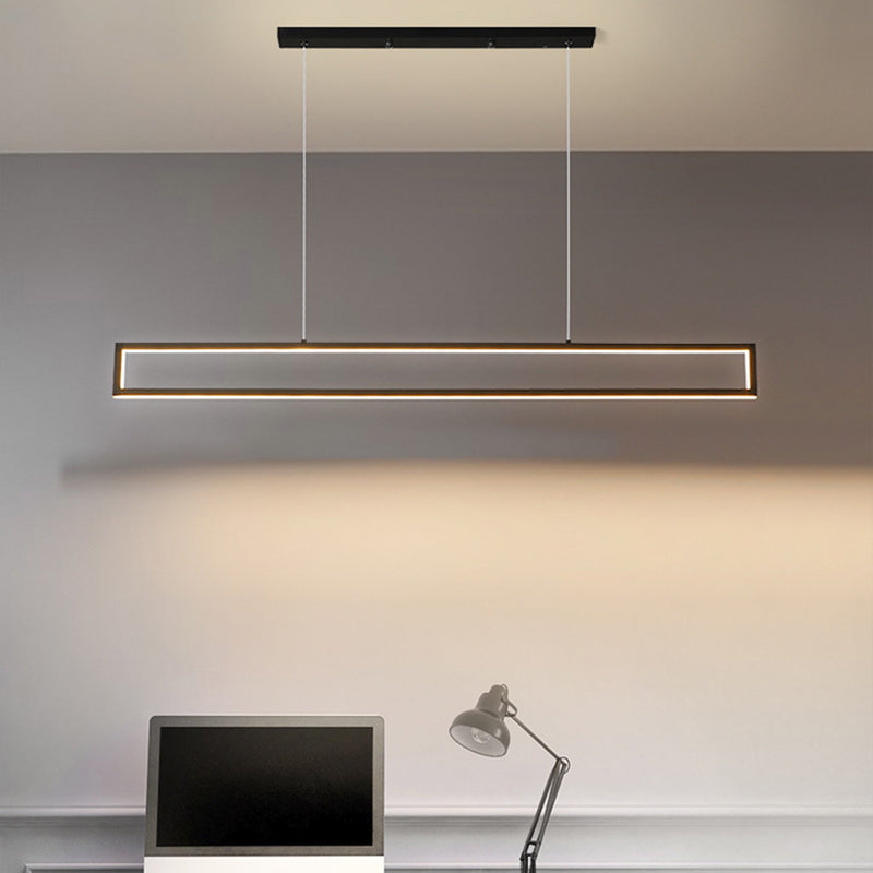 39.3 Inches Length Rectangular LED Island Light Acrylic Shade Modern Simplicity Style Suspended Lamp for Living Room