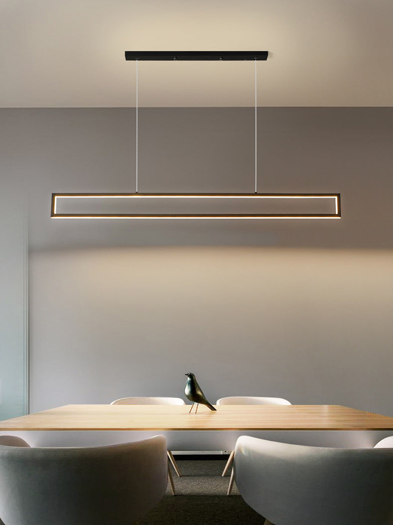 39.3 Inches Length Rectangular LED Island Light Acrylic Shade Modern Simplicity Style Suspended Lamp for Living Room