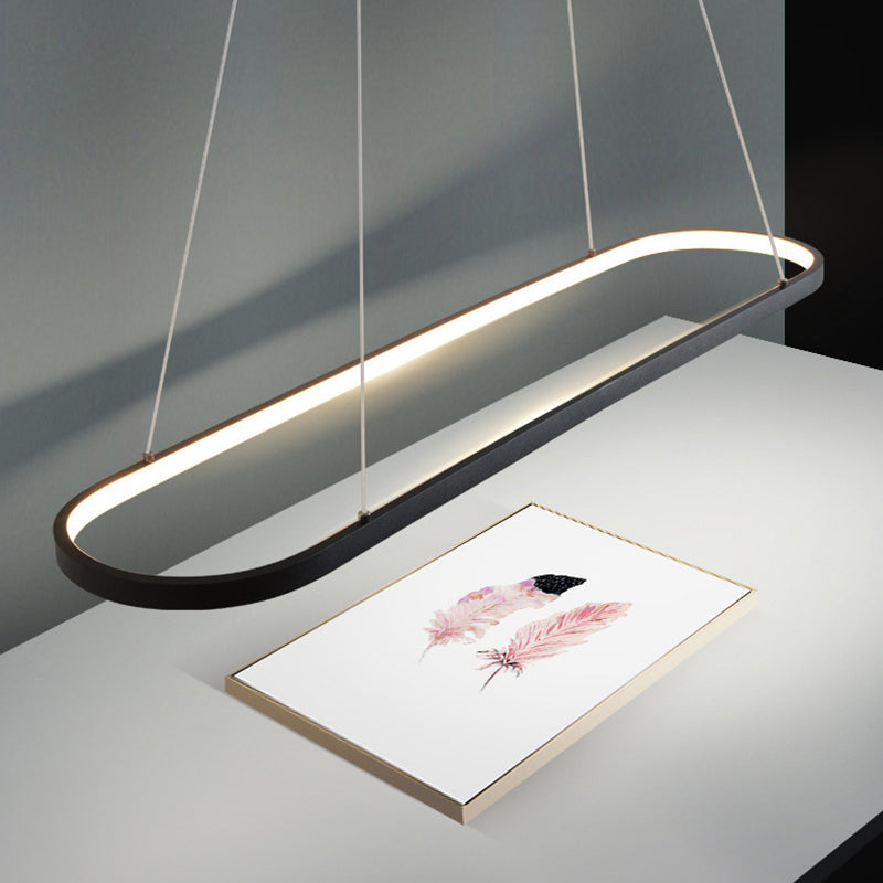 Black Minimalism LED Island Light Aluminum Alloy Lamp Body Modern Style Lighting Fixture with 39.3" Adjustable Hanging Wire