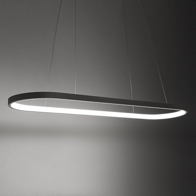 Black Minimalism LED Island Light Aluminum Alloy Lamp Body Modern Style Lighting Fixture with 39.3" Adjustable Hanging Wire