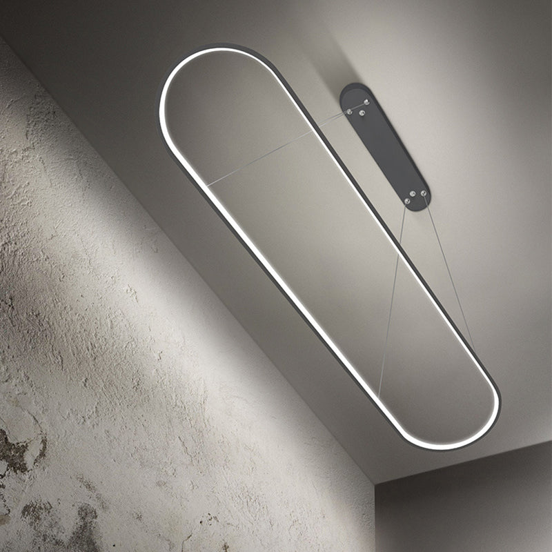 Black Minimalism LED Island Light Aluminum Alloy Lamp Body Modern Style Lighting Fixture with 39.3" Adjustable Hanging Wire