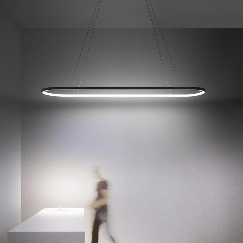 Black Minimalism LED Island Light Aluminum Alloy Lamp Body Modern Style Lighting Fixture with 39.3" Adjustable Hanging Wire