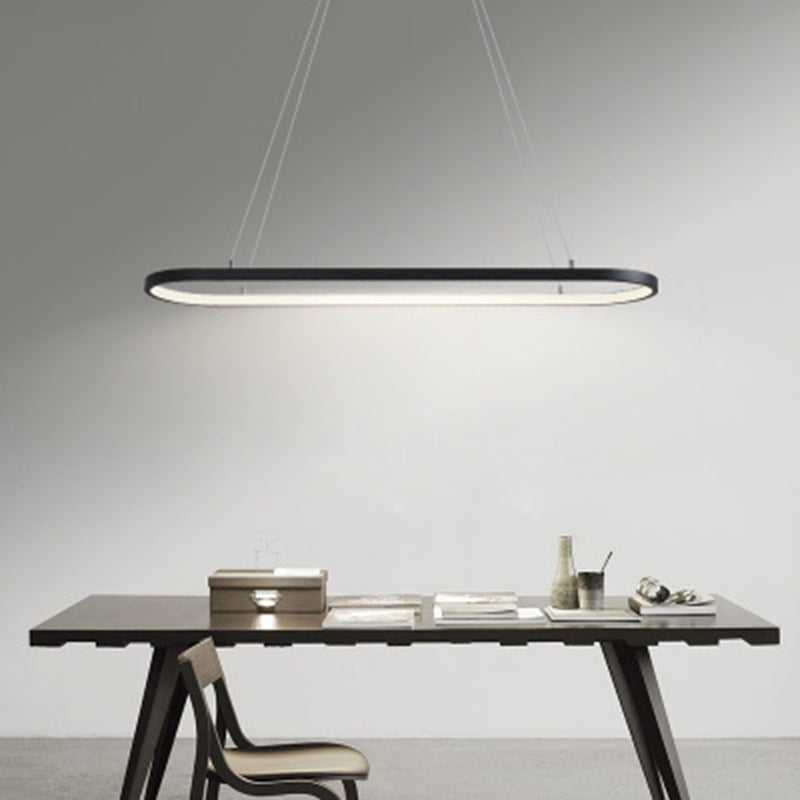 Black Minimalism LED Island Light Aluminum Alloy Lamp Body Modern Style Lighting Fixture with 39.3" Adjustable Hanging Wire