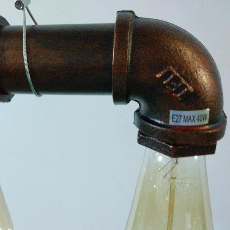 5 Lights Metal Tubular Island Pendant Light Retro Industrial Exposed Bulb Restaurant Island Lamp