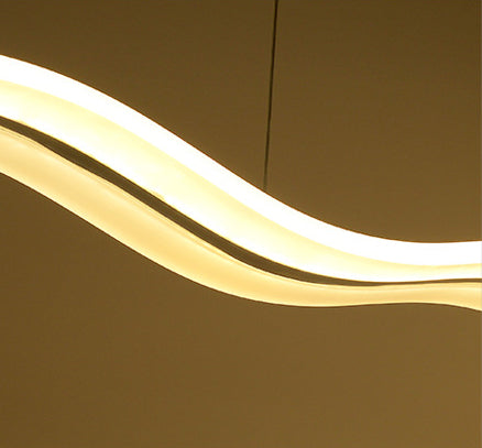 Minimalist Wave Island Pendant Light Acrylic Dinning Room LED Chandelier Lighting in White