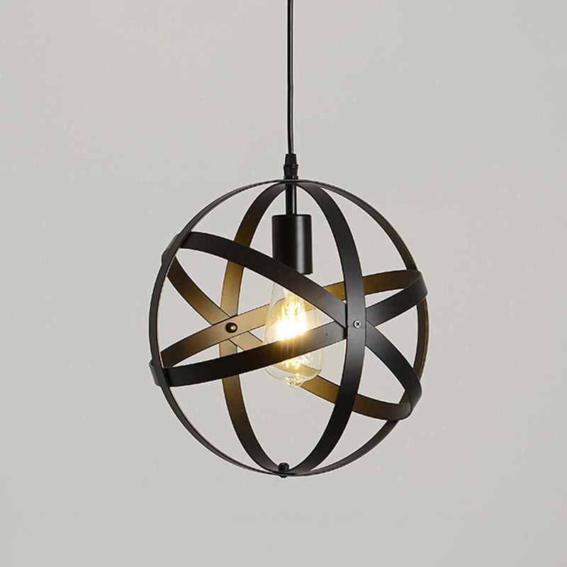 Zwarte ijzeren kooi 1-licht hangende licht retro industriële stijl verlichting hanger met 59 "verstelbare draad