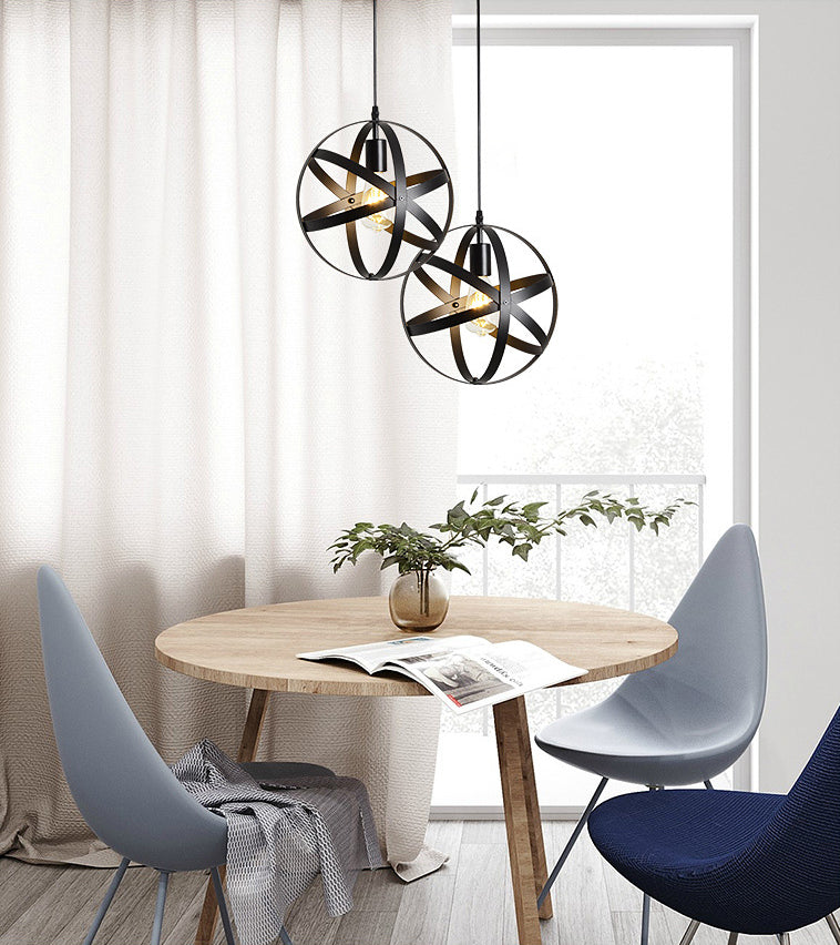 Zwarte ijzeren kooi 1-licht hangende licht retro industriële stijl verlichting hanger met 59 "verstelbare draad