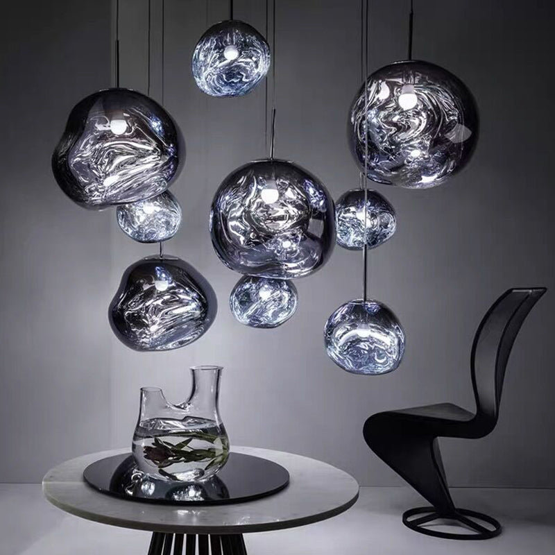 Electroplating Mirror Glass Lava Hanging Light 1-Light Creative Hanging Pendant Lamp for Bedroom
