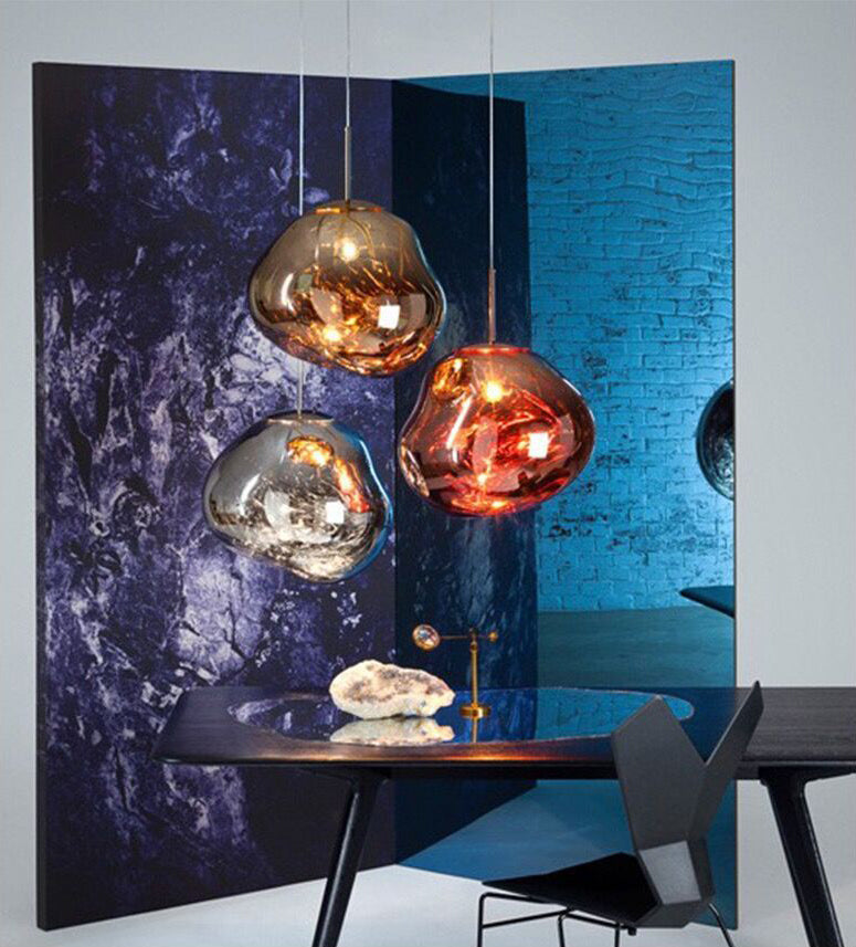 Electroplating Mirror Glass Lava Hanging Light 1-Light Creative Hanging Pendant Lamp for Bedroom