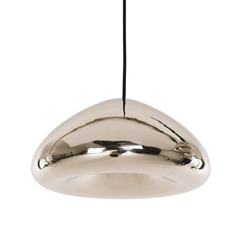 11.8" Wide Electroplating Mirror Glass Hanging Light Bread Shaped Modern Style Simplicity Lighting Pendant