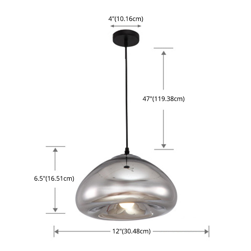 11.8" Wide Electroplating Mirror Glass Hanging Light Bread Shaped Modern Style Simplicity Lighting Pendant